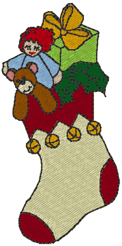 Stuffed Christmas Stocking Embroidery Design