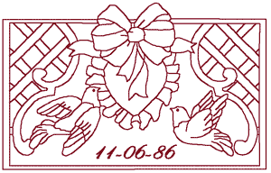 Redwork Wedding Frame Embroidery Design