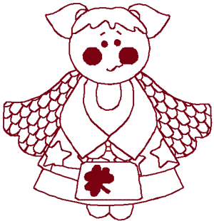Redwork Watering Can Angel Embroidery Design