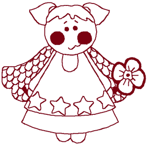 Redwork A Flower for You Angel Embroidery Design