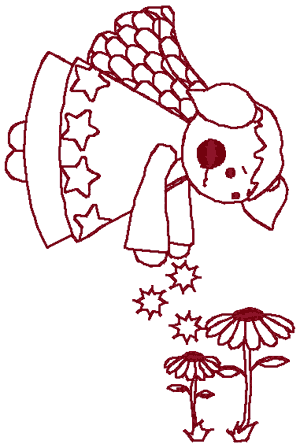 Redwork Sprinkling Sunshine Angel Embroidery Design