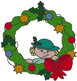 Little Girl Wreath Embroidery Design