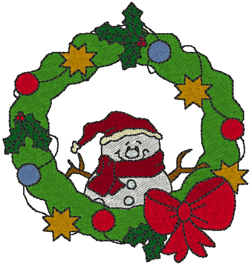 Happy Snowman Wreath Embroidery Design