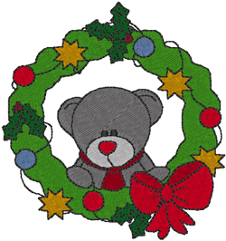 Little Teddy Wreath Embroidery Design