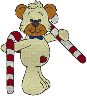Peppermint Teddies: Marching with Candy Canes Embroidery Design