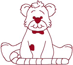 Redwork Peppermint Teddies: Ta Da! Embroidery Design