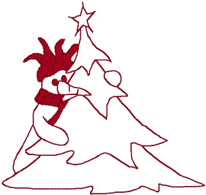 Redwork Christmas Tree Hug Embroidery Design