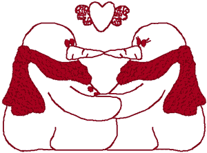 Redwork Snowpeople Lovers Embroidery Design