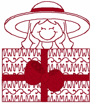 Redwork I Can't Wait Embroidery Design