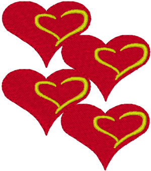 4 Hearts Embroidery Design