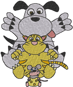 Cheese, Mouse, Cat, Dog Embroidery Design