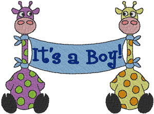 It's a Boy! Giraffe Banner Embroidery Design