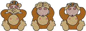 3 Wise Monkeys Embroidery Design