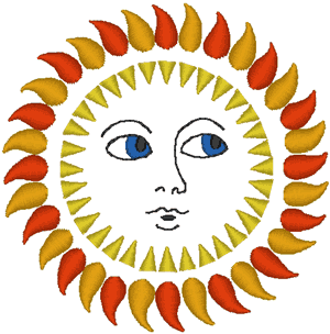 Sun Face Embroidery Design