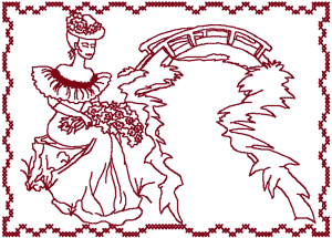 Redwork Hearts of Dixie: Miss Helena Embroidery Design