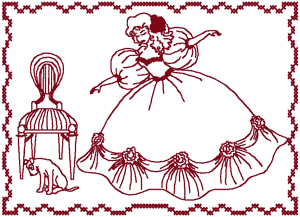 Redwork Hearts of Dixie: Miss Clementine Embroidery Design