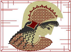 Framed Greek Art Warrior Embroidery Design