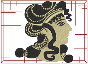 Framed Greek Art Girl Embroidery Design