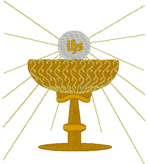 Holy Chalice with Christogram Wafer Embroidery Design