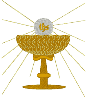 Holy Chalice with Christogram Wafer Religious Machine Embroidery Design