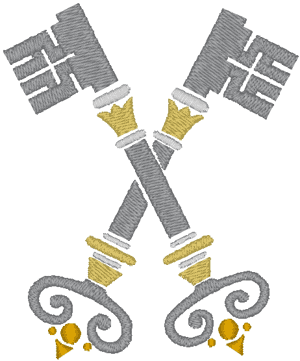 Crossed Keys Embroidery Design