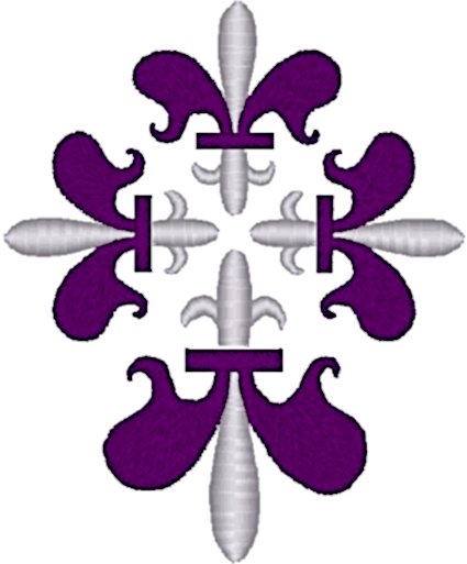 4 Fleur-De-Lis Cross Embroidery Design