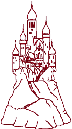 Redwork Castle #3 Embroidery Design