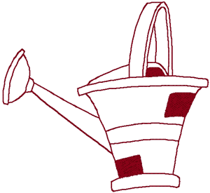 Redwork Watering Can Embroidery Design