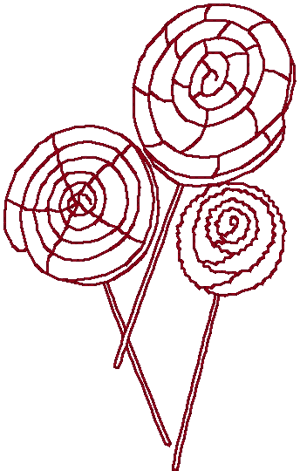 Redwork Lollipops Embroidery Design