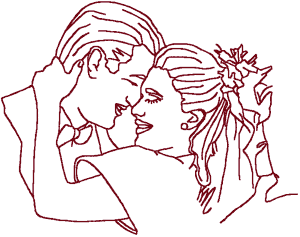 Redwork The Happy Couple Embroidery Design