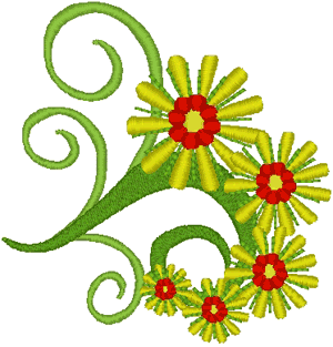 Yellow Daisy Accent Embroidery Design