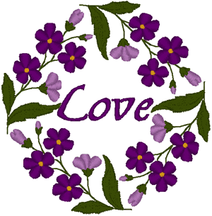 Love & Violets Wreath Embroidery Design