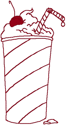 Redwork Milkshake Embroidery Design