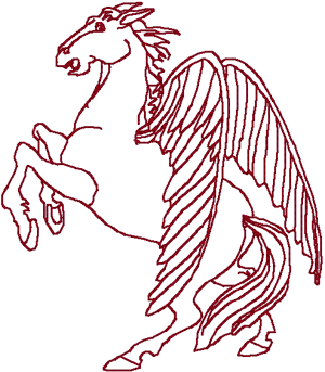 Redwork Pegasus Embroidery Design