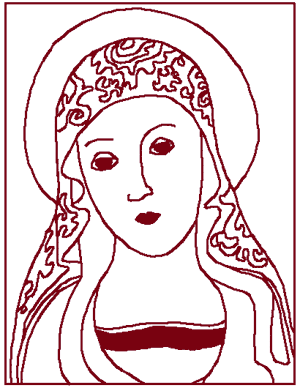 Machine Embroidery Design: Redwork Virgin Mary Icon