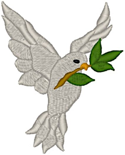 White Dove with Olive Branch Religious Machine Embroidery Design