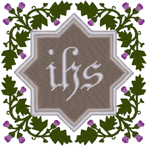 Christogram & Thistle Border Embroidery Design