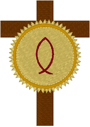 Cross & Christian Ichtus Symbol Embroidery Design