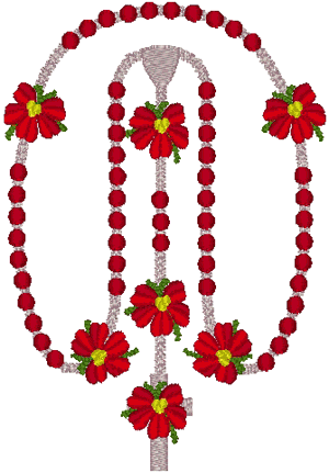 Poinsettia Rosary Embroidery Design