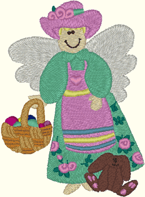 Easter Colonial Angel Embroidery Design