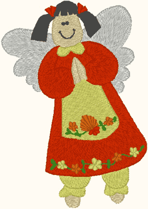 Colonial Pigtail Angel Embroidery Design