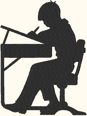 Boy at Desk Silhouette Embroidery Design