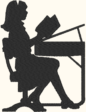 Girl at Desk Silhouette Embroidery Design