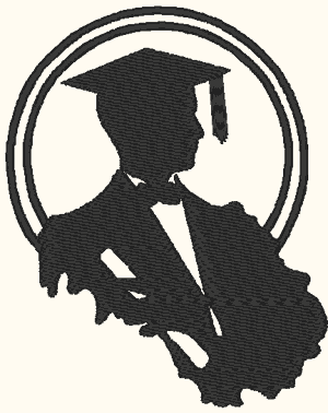 Male Graduate Silhouette Embroidery Design