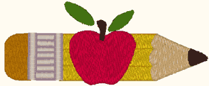 Pencil & Apple Embroidery Design