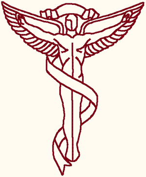 Redwork Chiropractic Caduceus Embroidery Design