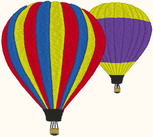 Double Hot Air Balloon Fun Embroidery Design