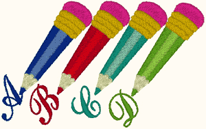 Colored Pencils Embroidery Design