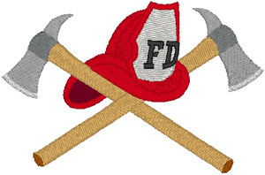 Firefighter's Hat & Crossed Axes Embroidery Design
