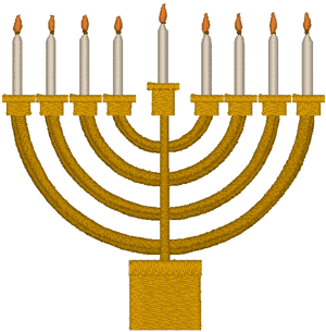 Hanukkah Menorah Embroidery Design